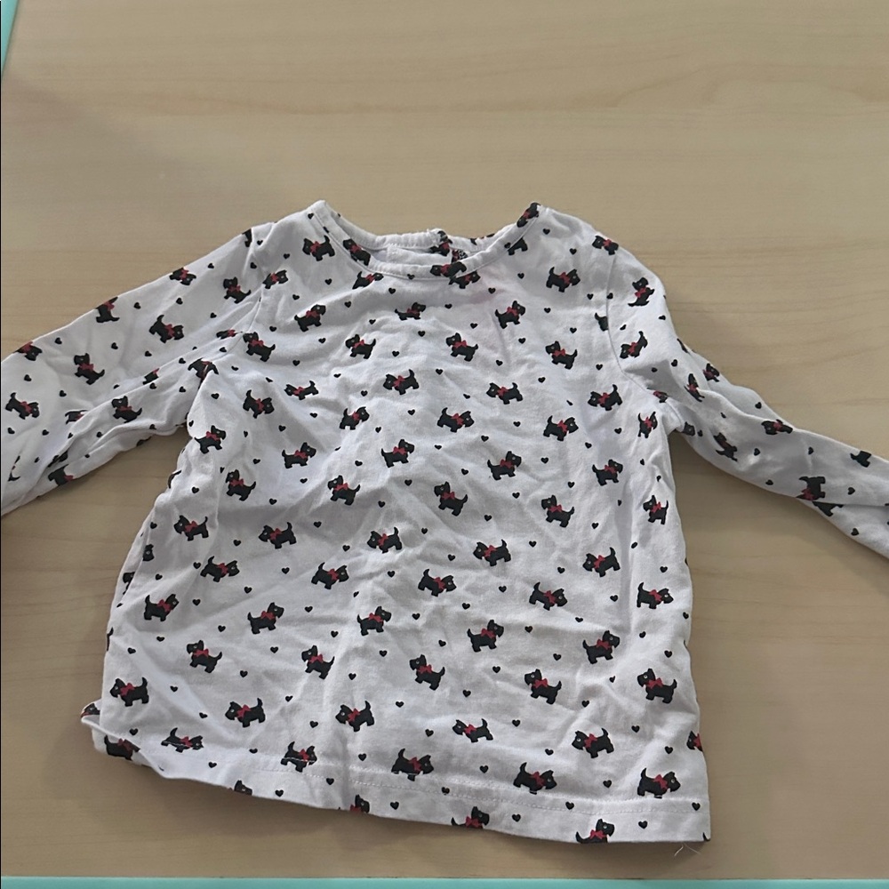 White Long Sleeve Shirt with Dog Print